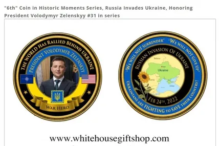 У США виготовили дві пам'ятні монети на підтримку України та Зеленського