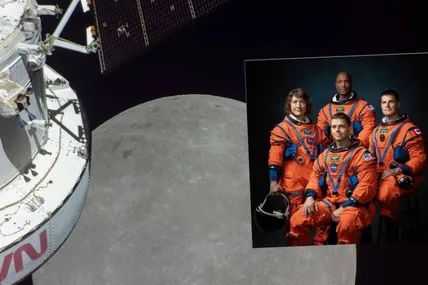 Екіпаж місії Artemis II перевірить усі системи життєзабезпечення на борту капсули Orion, яка торік облетіла Місяць у рамках безпілотної місії Artemis I. Фотоколаж NASA.
