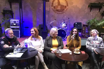 Творці мюзиклу: Юрій Мисик, Івона Лобан, Іоланта Пришляк, Мар’яна Савка, Мар’яна Хижа. Фото Галина Гузьо