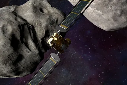 Космічний зонд місії DART досяг своєї головної - змінив траєкторію польоту астероїда Діморфос. Фотоколаж planetary.org.