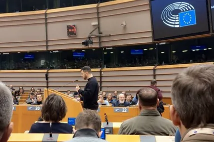 Володимир Зеленський у Європарламенті. Фото із соцмереж