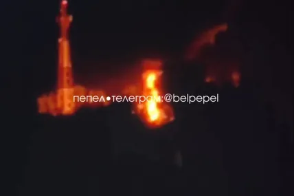 Скрін із відео пожежі на електропідстанції у томаровці, бєлгородська область рф