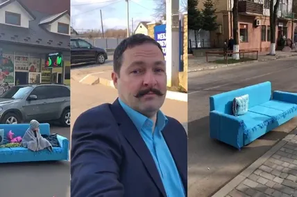 Винахідник Аркадій Фішман та його диво-канапа. Фото “Суспільне”