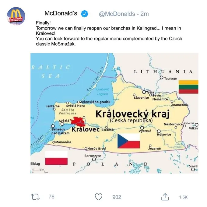 ... який позначений на нових мапах із "історичними" чеськими назвами.
