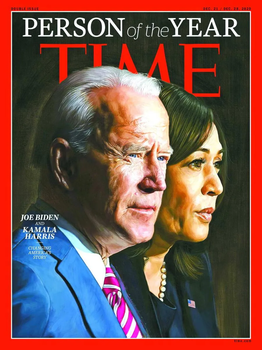 2020-го журнал Time визнав Джо Байдена й Камалу Гарріс, яких обрали президентом і віцепрезиденткою США, “Людьми року”. Байден і далі популярний, а рейтинг Гарріс падає... Фото Time